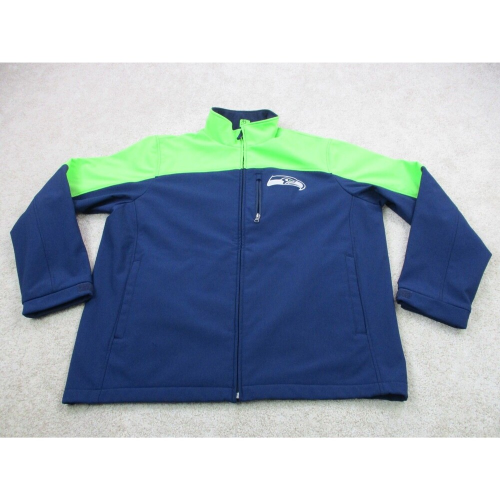 Seattle Seahawks Jacket Mens Extra Large Blue Green Full Zip Logo NFL Football *